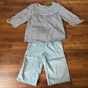 Dip | Striped Ruffle Top and Light Blue Pant Set